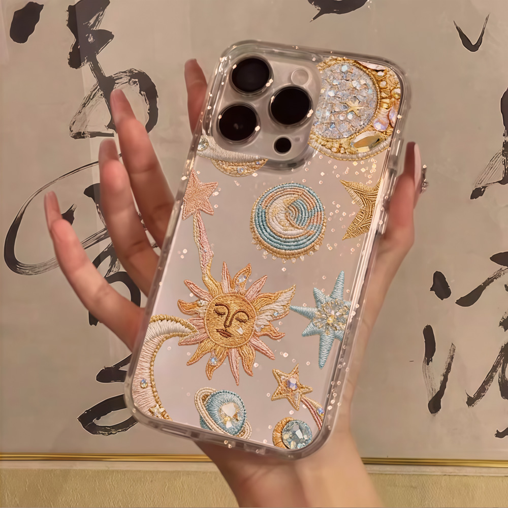 Clear Shockproof Bumper Case - Creatieve Sterren Maan Glitter Telefoonhoesje voor