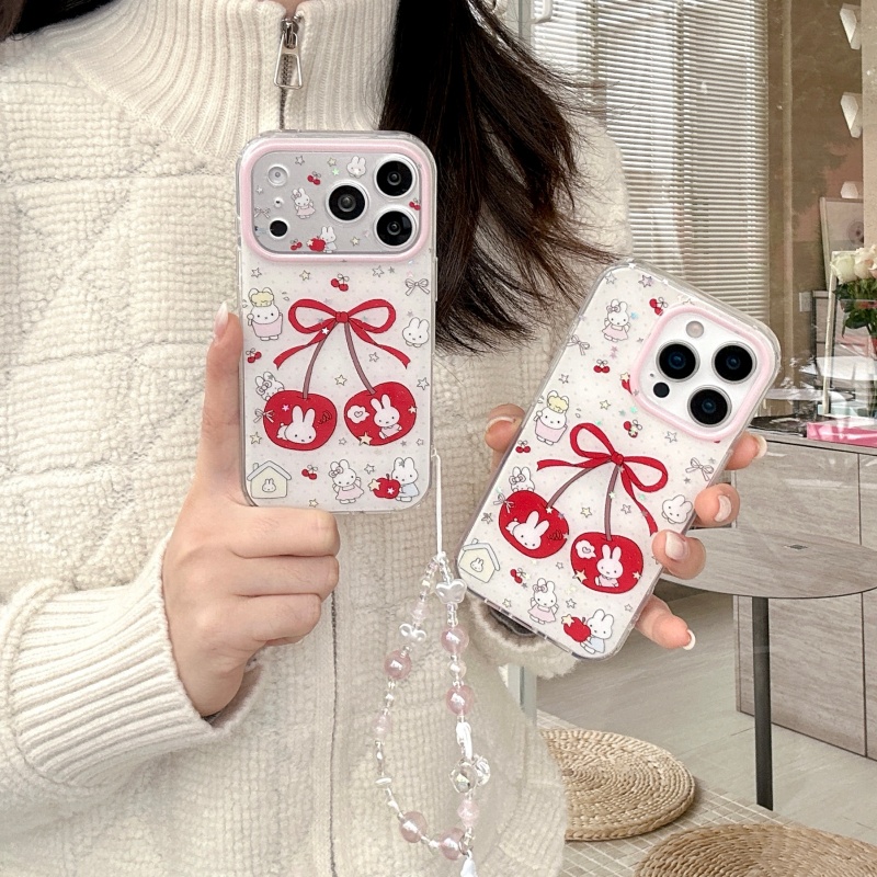 Cute Cartoon Wrist Strap Silicone Case - Schattig cartoon zoet kersen Miffy Sparkling