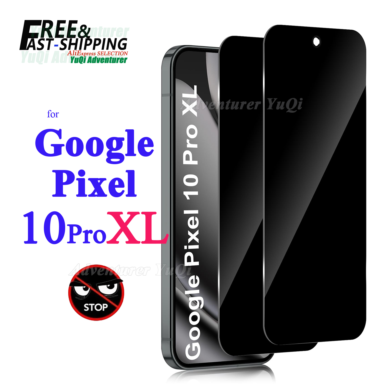 Anti Spy Privacy Glass Case - Anti-spionage schermbeschermer voor Google Pixel 10