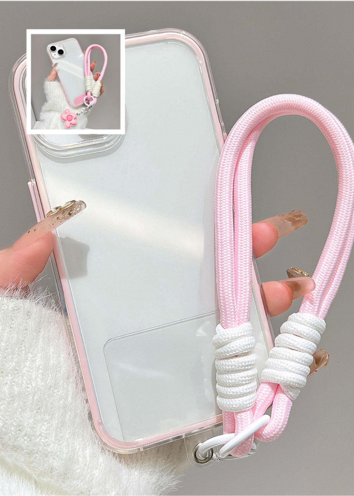Clear Shockproof Bumper Case - Luxe Candy Color Bumper met Lanyard