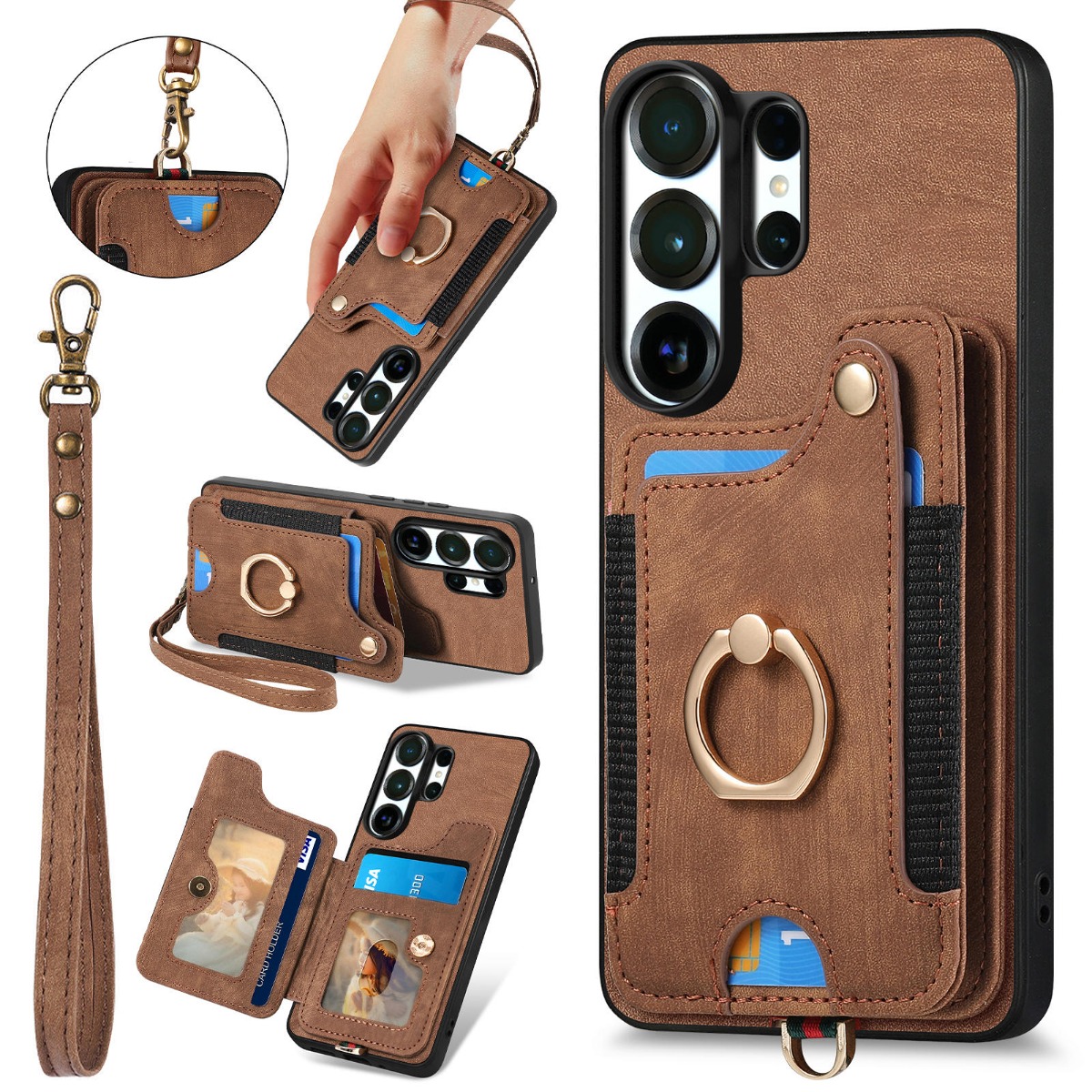 Leather Wallet Card Holder Phone Cover - Telefoonhoesje voor Samsung S26 Ultra S26