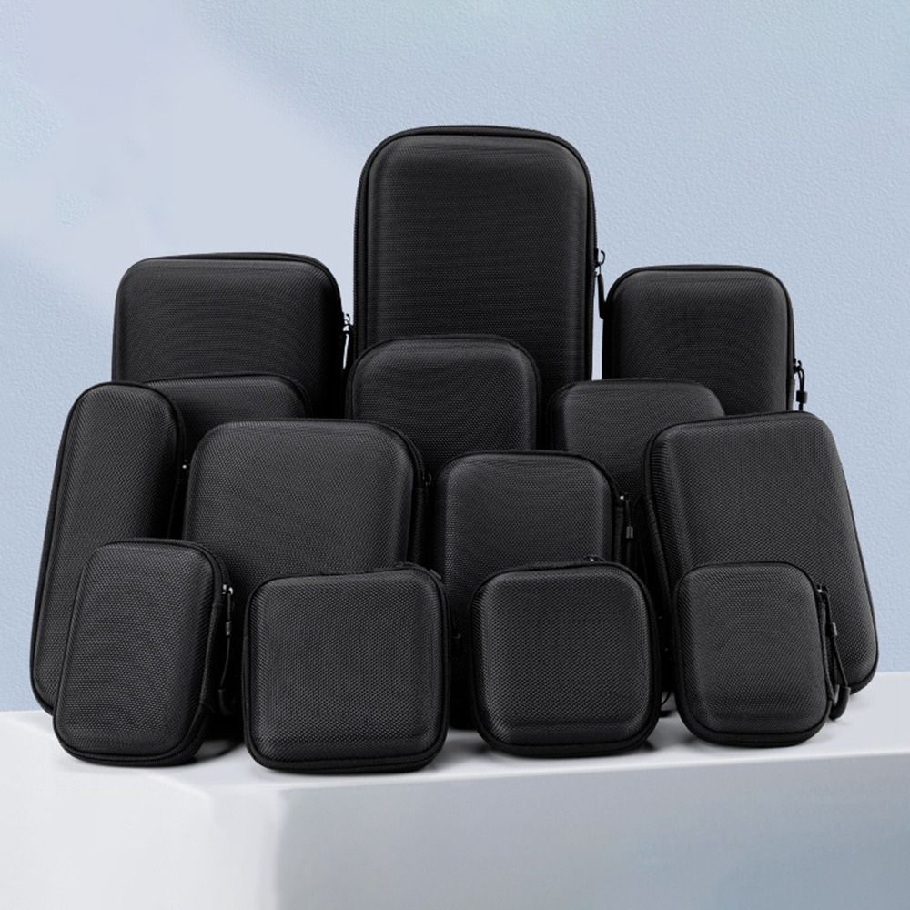 Earphones - Duurzame harde EVA-opbergdoos Mini zwarte tas