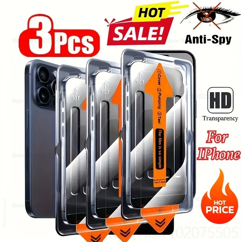 Anti Spy Privacy Glass Case - 3 Stuks Anti-gluren/HD Stofdicht Case Gehard