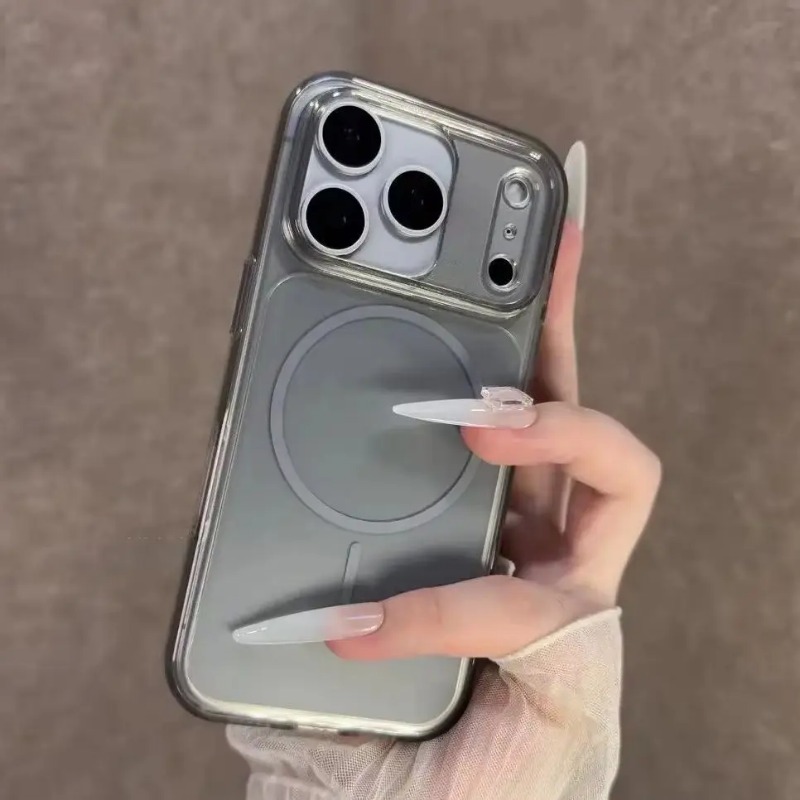 Clear Shockproof Bumper Case - Titanium Kleur Voor Magsafe Magnetische Transparante