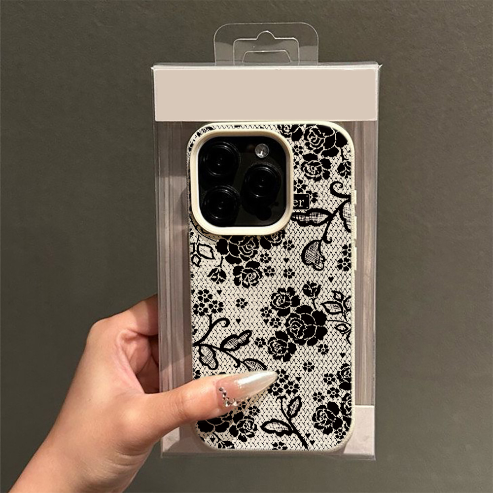 Elegante zwarte kant-roos bloe - Vintage Floral Pattern Soft Case recensie en prijs