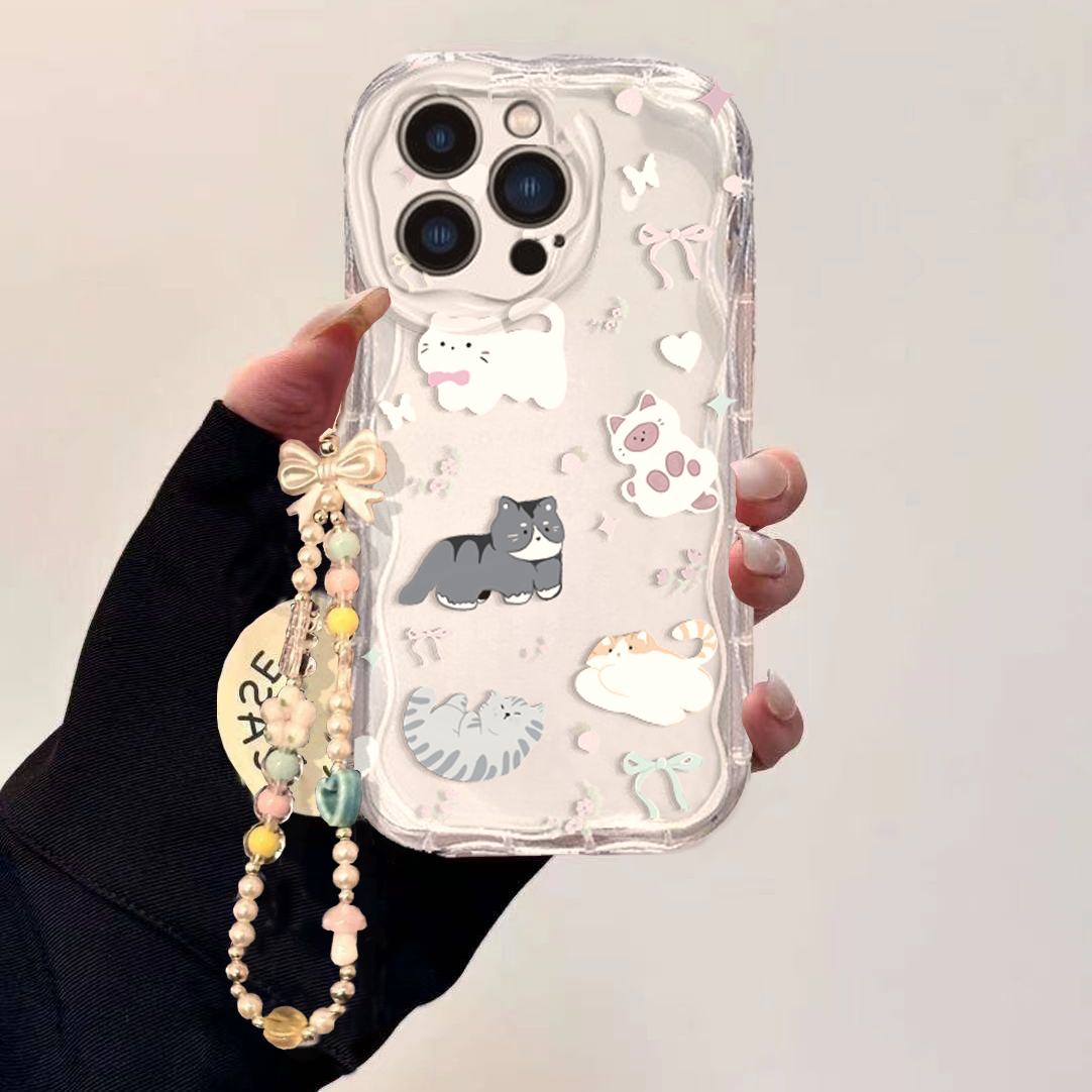 Leuke Kat Boog Pols Chain Case - Cute Cartoon Wrist Strap Silicone Case recensie en prijs