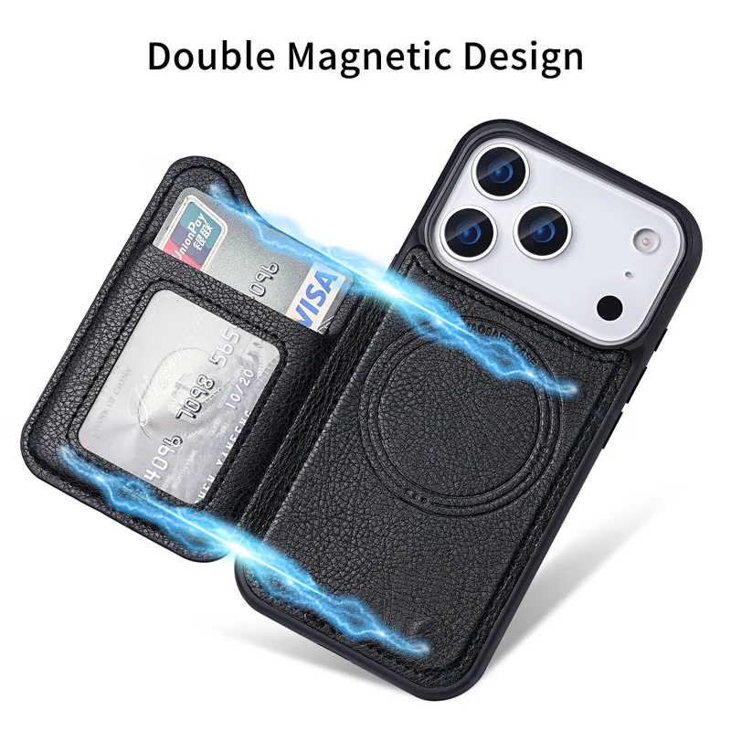 Voor Magsafe Magnetische Flip  - Leather Wallet Card Holder Phone Cover recensie en prijs