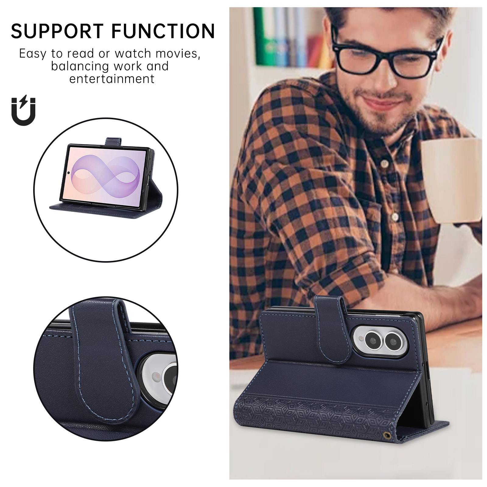 Luxe lederen portemonnee-telef - Leather Wallet Card Holder Phone Cover recensie en prijs