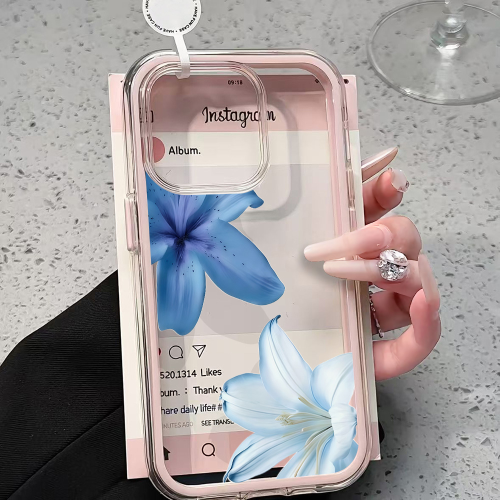 Blauwe Lelie Bloem Transparant - Clear Shockproof Bumper Case recensie en prijs