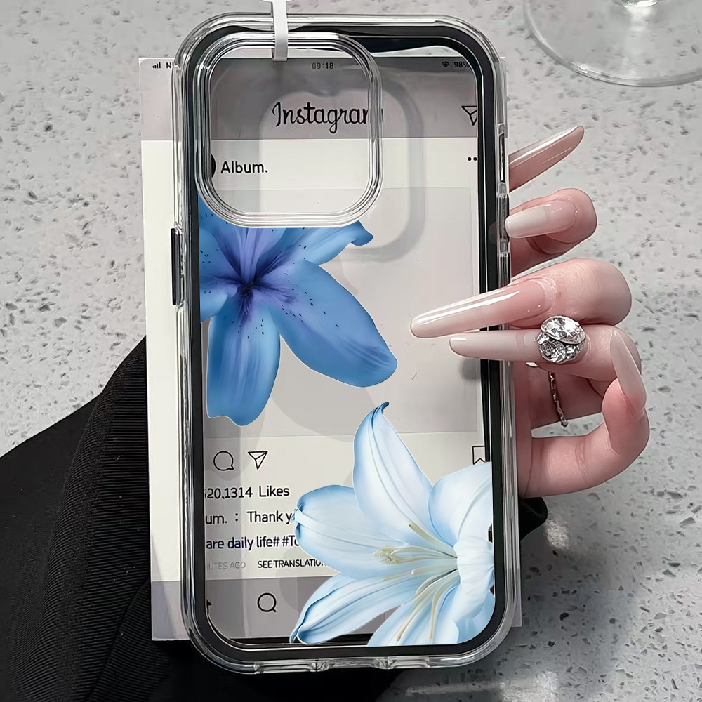 Blauwe Lelie Bloem Transparant - Clear Shockproof Bumper Case recensie en prijs