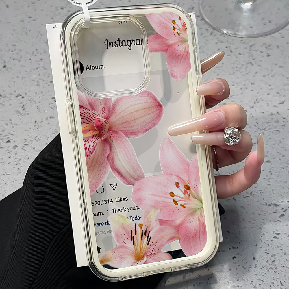 Roze Lelie Bloem Transparante  - Clear Shockproof Bumper Case recensie en prijs