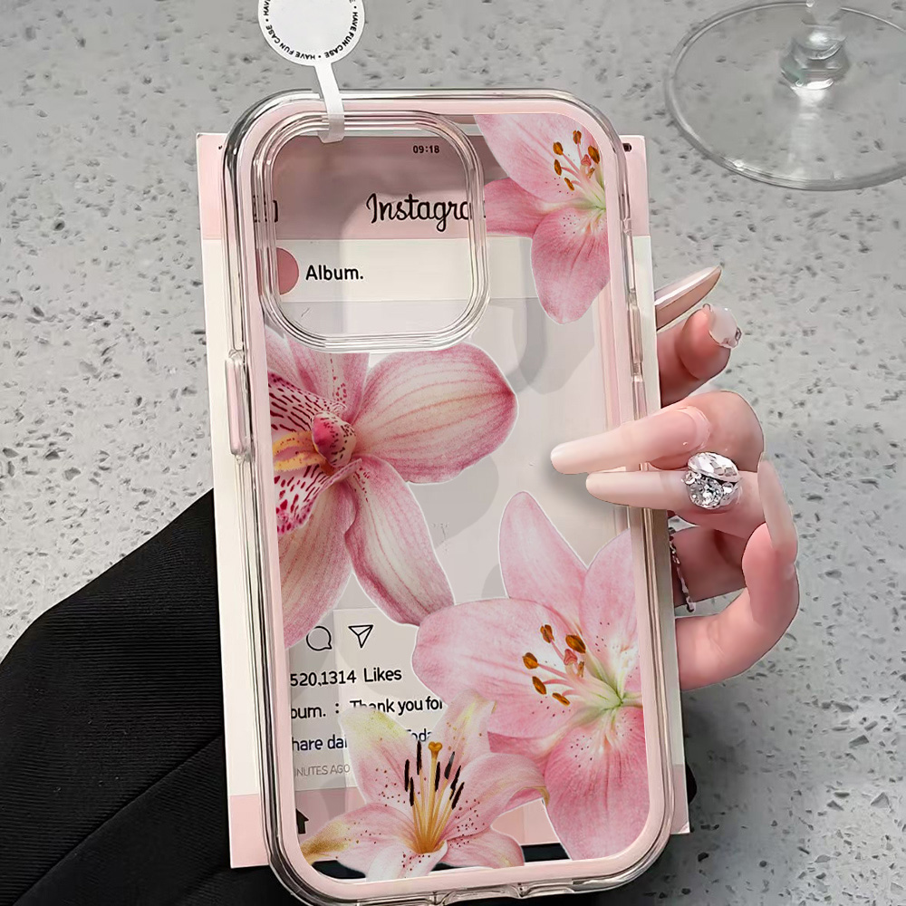 Roze Lelie Bloem Transparante  - Clear Shockproof Bumper Case recensie en prijs