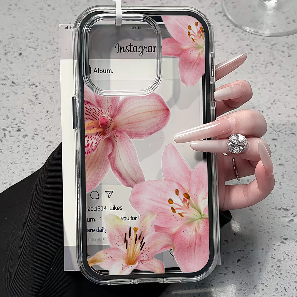 Roze Lelie Bloem Transparante  - Clear Shockproof Bumper Case recensie en prijs