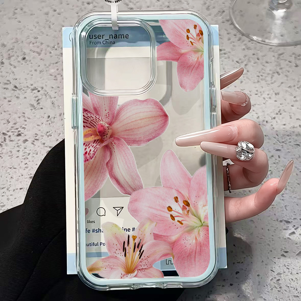 Roze Lelie Bloem Transparante  - Clear Shockproof Bumper Case recensie en prijs