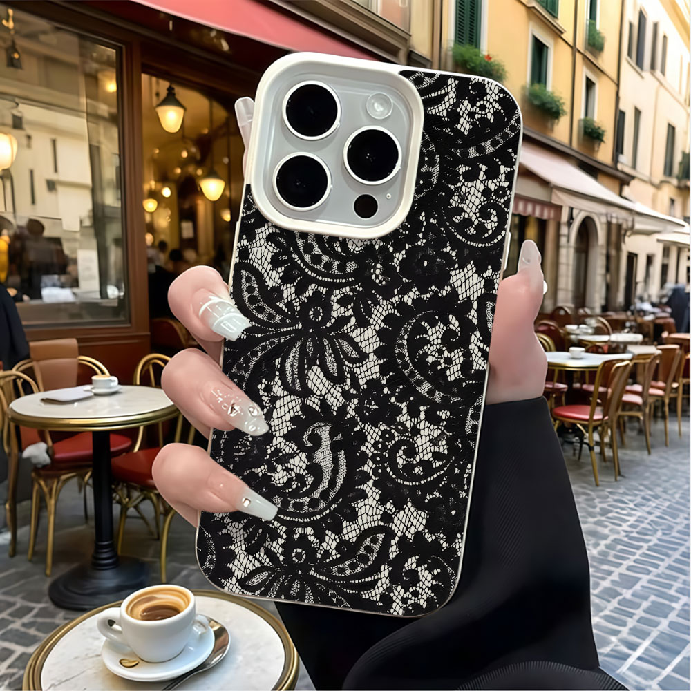 Zwarte vintage bloemenkant lyc - Vintage Floral Pattern Soft Case recensie en prijs
