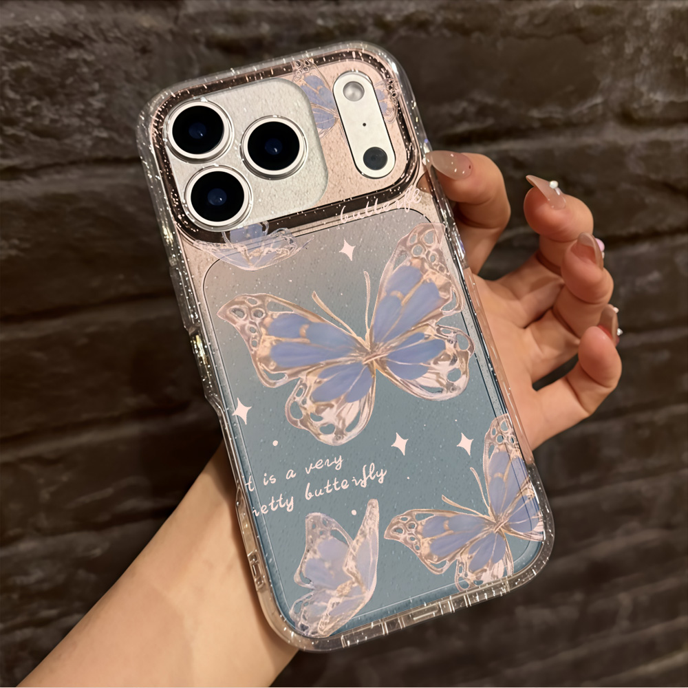 Luxe Blauwe Vlinder Glitter Te - Clear Shockproof Bumper Case recensie en prijs